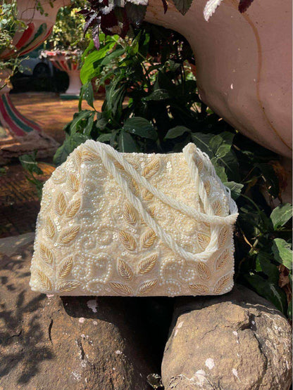 Ishhaara Vintage Floral Beaded Clutch Bag