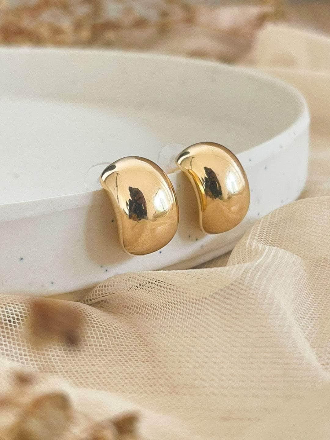 Ishhaara Vintage Gold-Plated Chunky Dome Drop Earrings