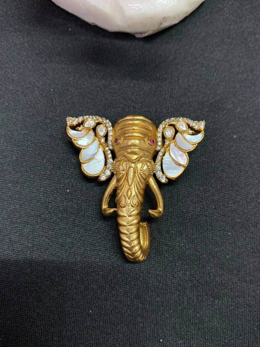 Ishhaara Vintage Gold Tone Elephant Brooch Pin