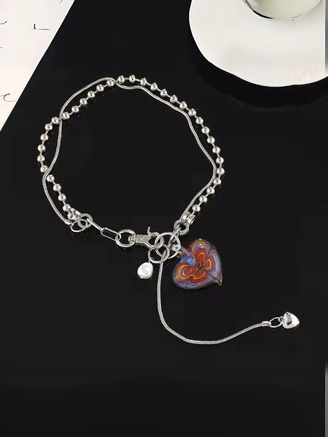 Ishhaara Vintage Heart And Pearl Double Layered Necklace