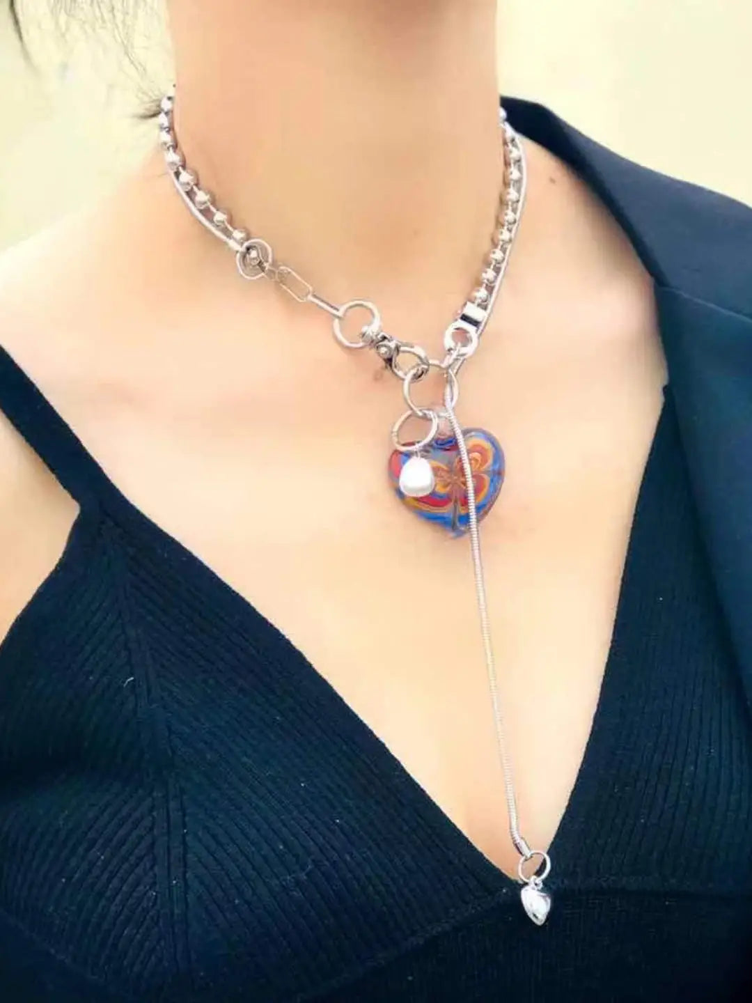Ishhaara Vintage Heart And Pearl Double Layered Necklace