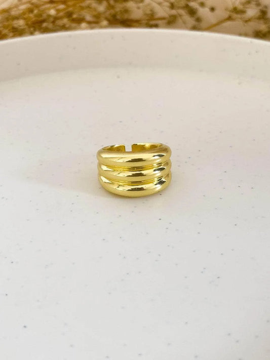 Ishhaara Vintage Metallic Three Layer Closed Ring