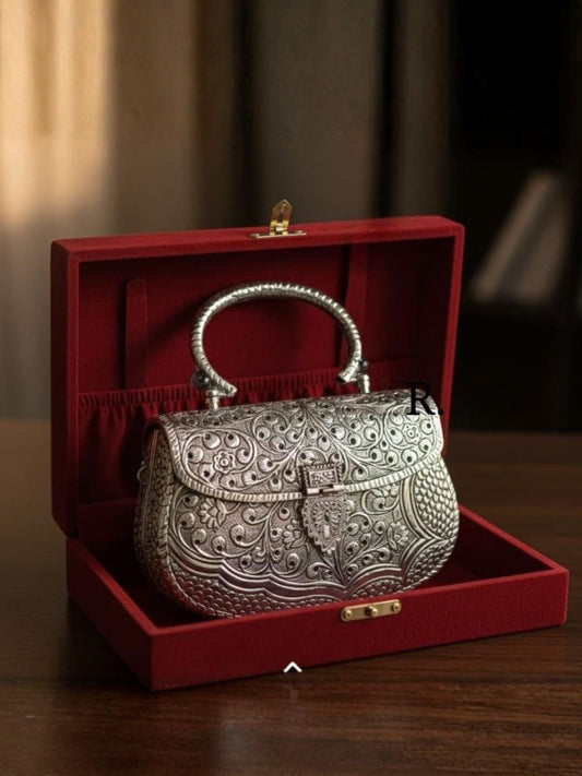 Ishhaara Vintage Silver Matka Brass Clutch