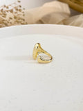 Ishhaara Vintage Stainless Steel Gold Plated Geometric Open Ended Ring