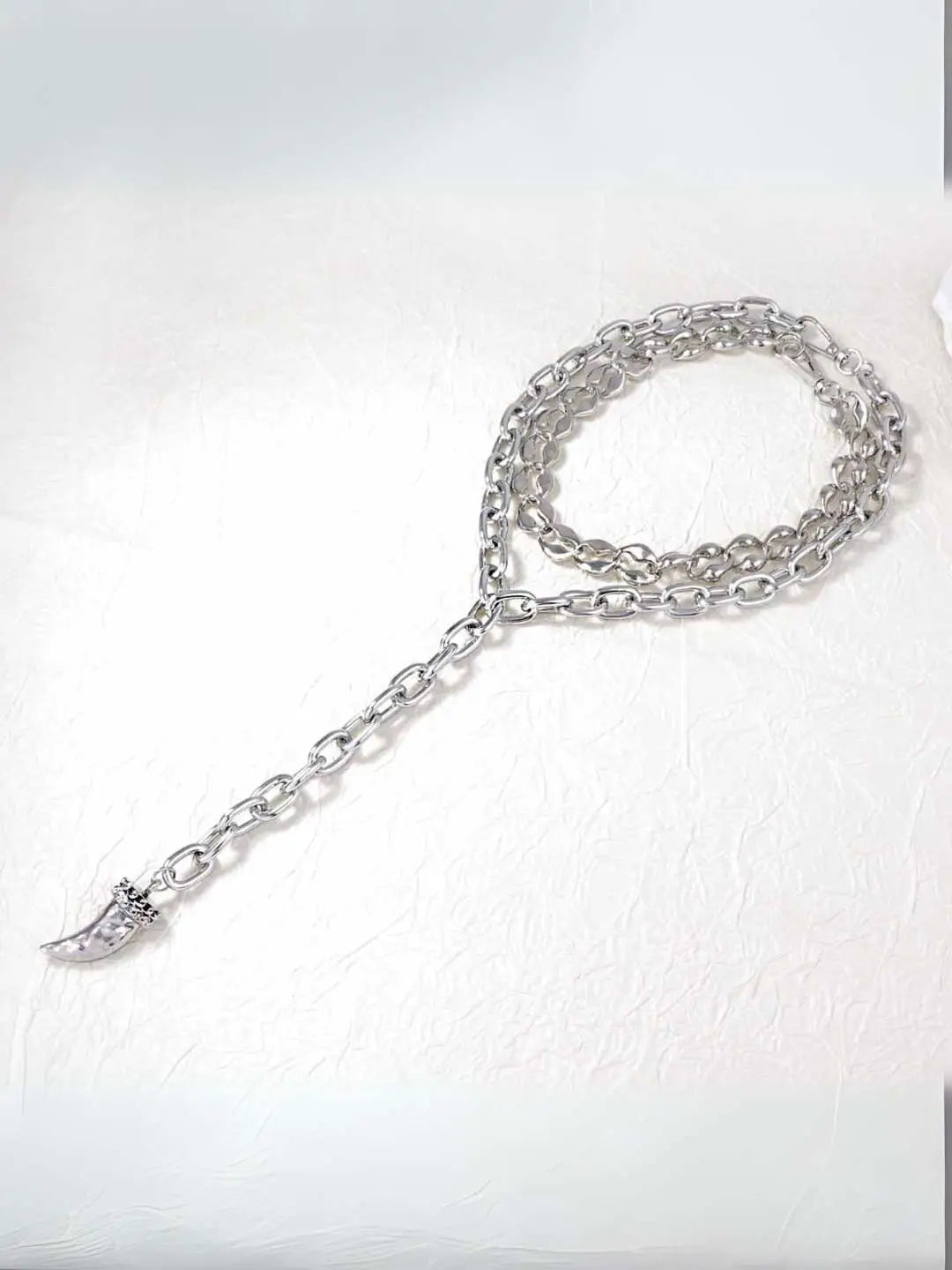 Ishhaara Vintage Textured Oval Link Stainless Steel Chain And Bracelet Combo