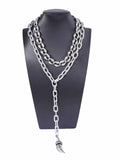 Ishhaara Vintage Textured Oval Link Stainless Steel Chain And Bracelet Combo