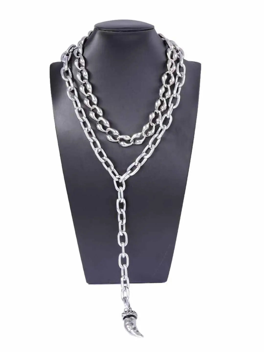 Ishhaara Vintage Textured Oval Link Stainless Steel Chain And Bracelet Combo