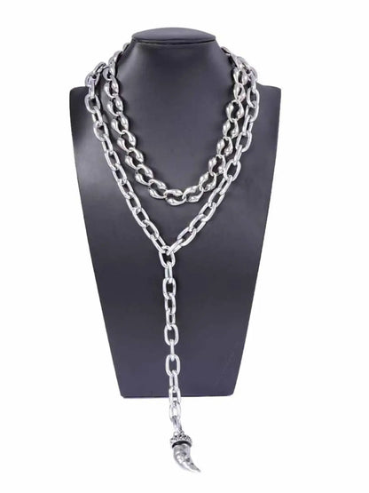 Ishhaara Vintage Textured Oval Link Stainless Steel Chain And Bracelet Combo