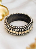 Ishhaara Vintage Two Tone Beaded Brass Bangle Bracelet