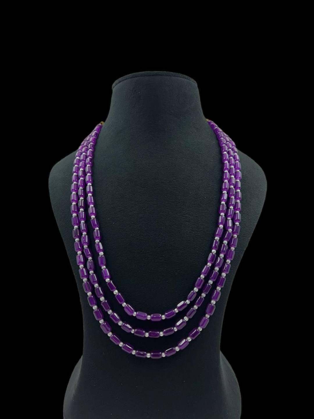 Ishhaara Violet 3 Line Pearl Mala Necklace