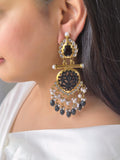 Ishhaara Violet Cutwork Chandbali Earrings