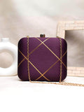 Ishhaara Violet Designer Fabric Box Clutch
