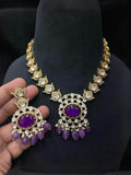 Ishhaara Violet Doublet Stone Uncut Polki Necklace Set
