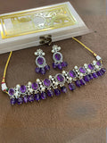 Ishhaara Violet Gold Plated Doublet Stone Studded Choker Necklace