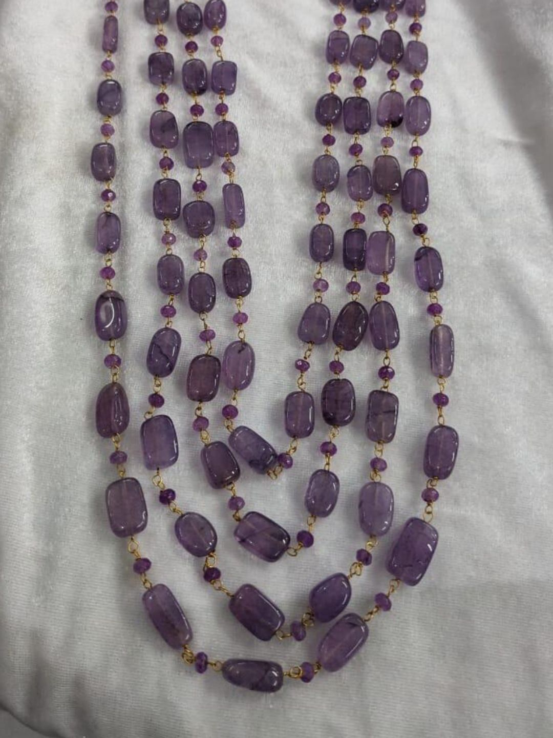 Ishhaara Violet Natural Gemstone Studded Long Mala Necklace