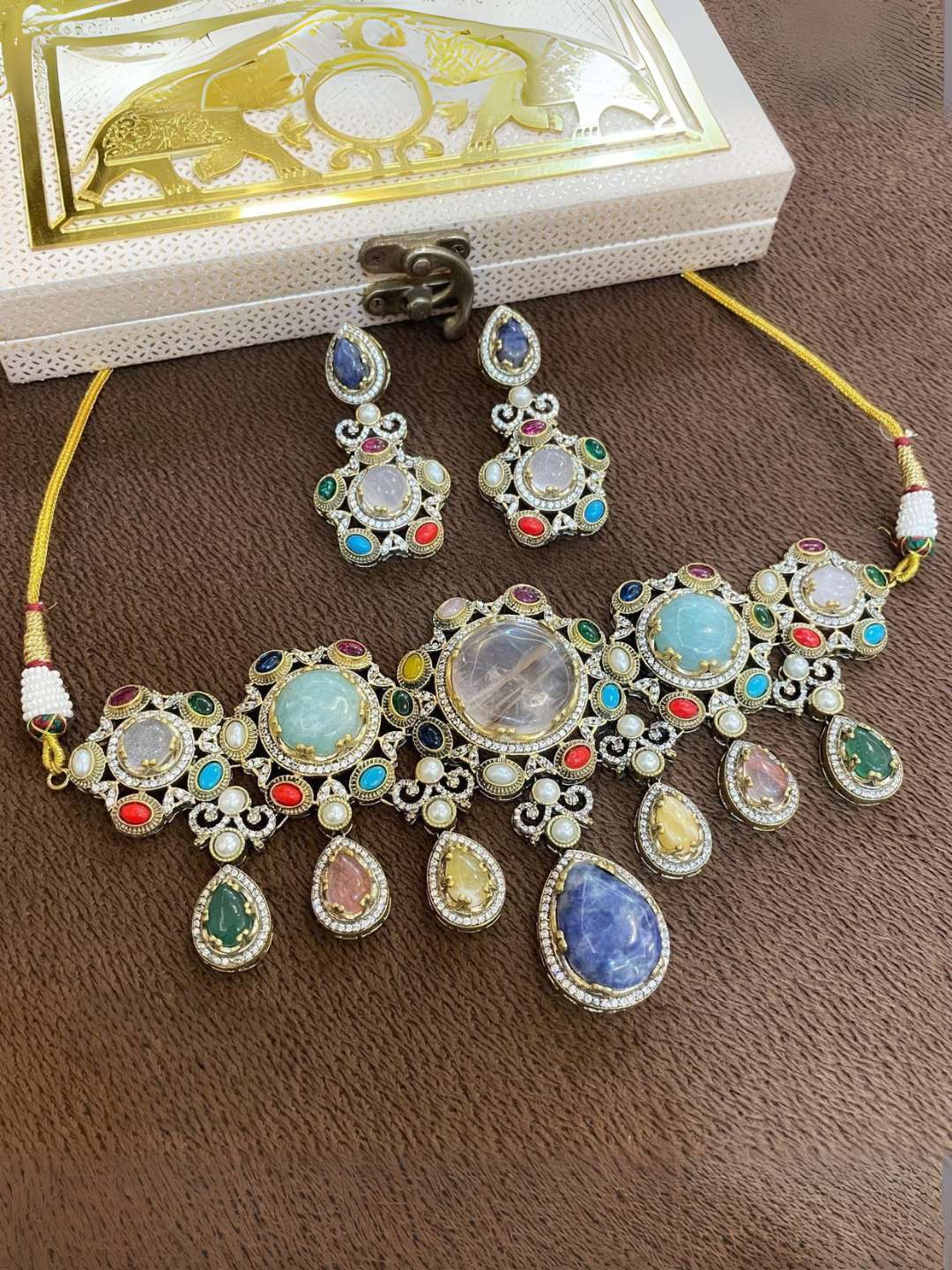 Ishhaara Blue Sabyasachi Heritage Inspire Handcrafted Choker Set