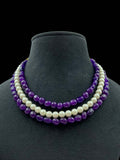 Ishhaara Violet Triple Line Pearl Choker
