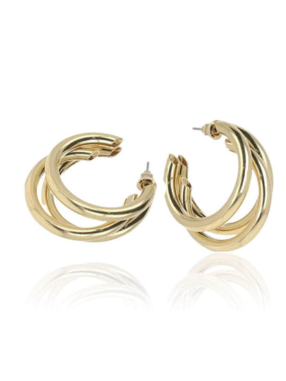 Ishhaara Vithya Visvendra In Triple Hoop Earrings Gold