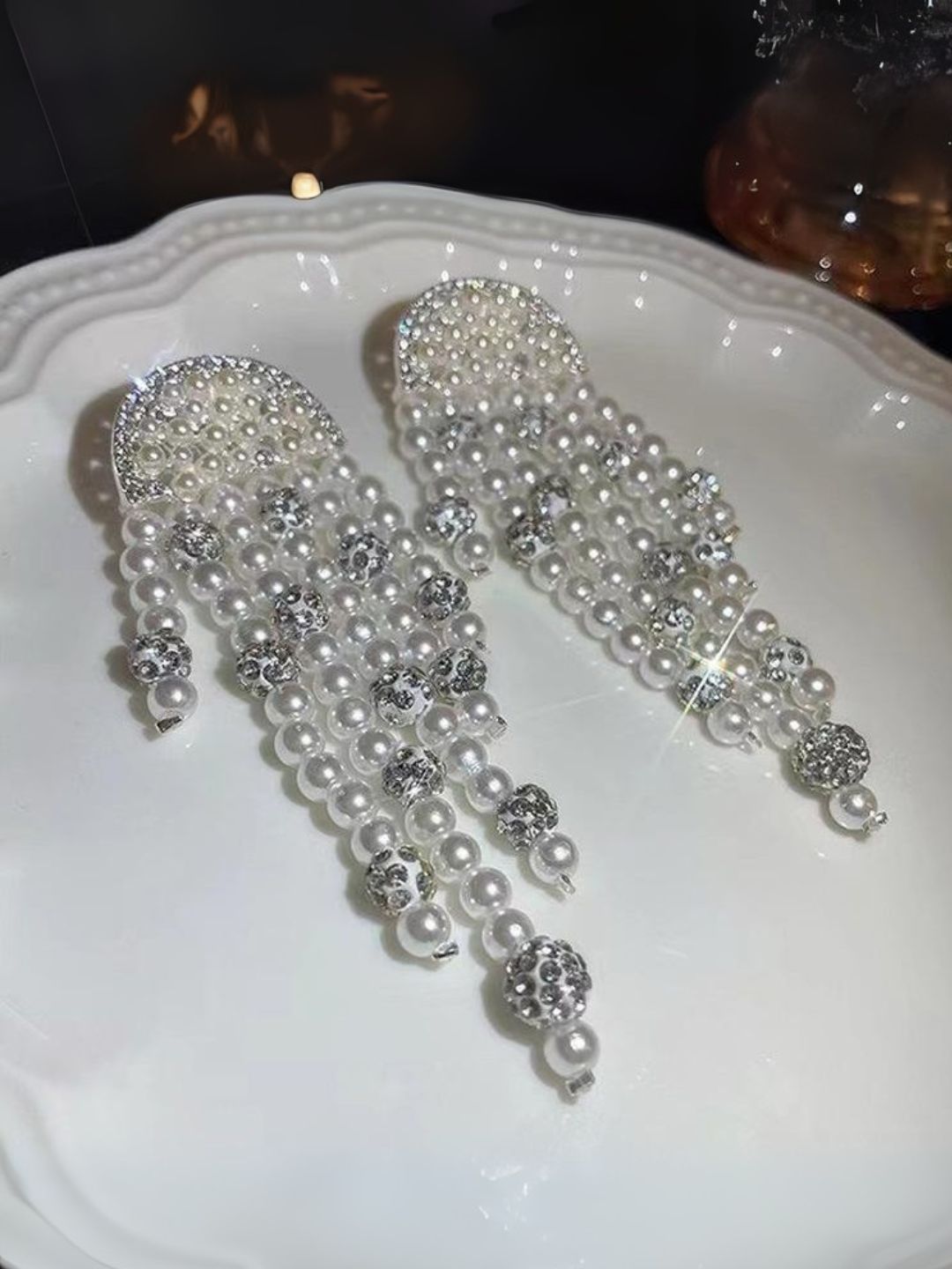 Ishhaara Waterfall Pearl Beaded Earring