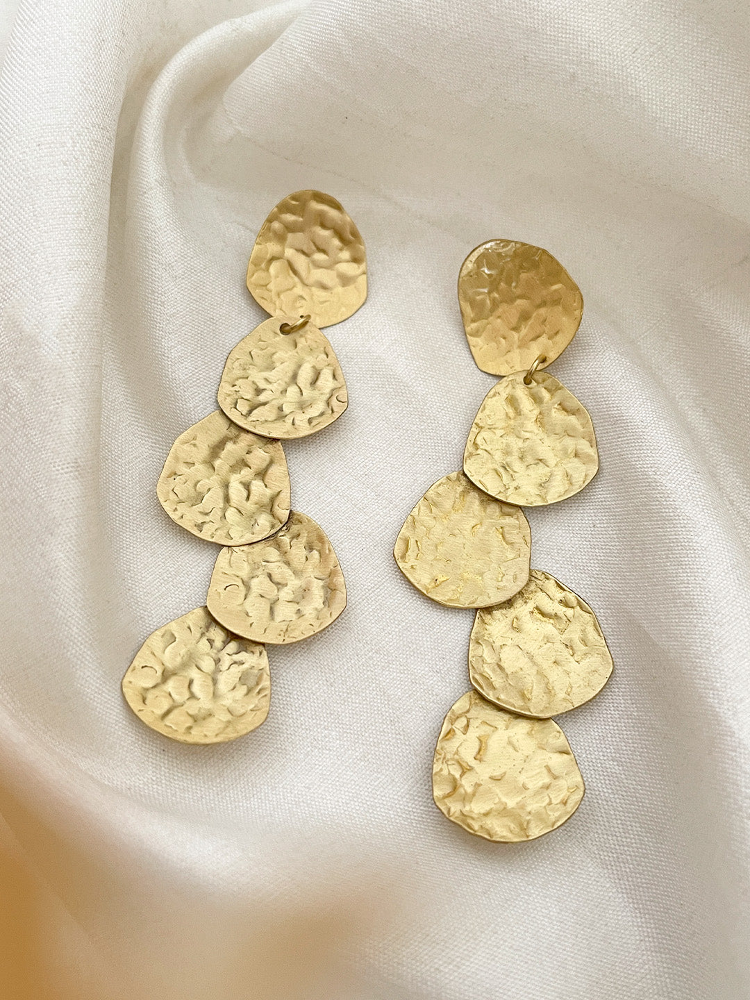 Ishhaara Wave Pattern Handcrafted Brass Textured Earring