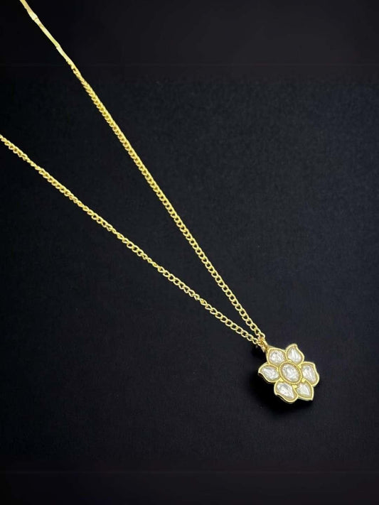 Ishhaara Elegant Ruby Stone Flower Design Pendant Necklace