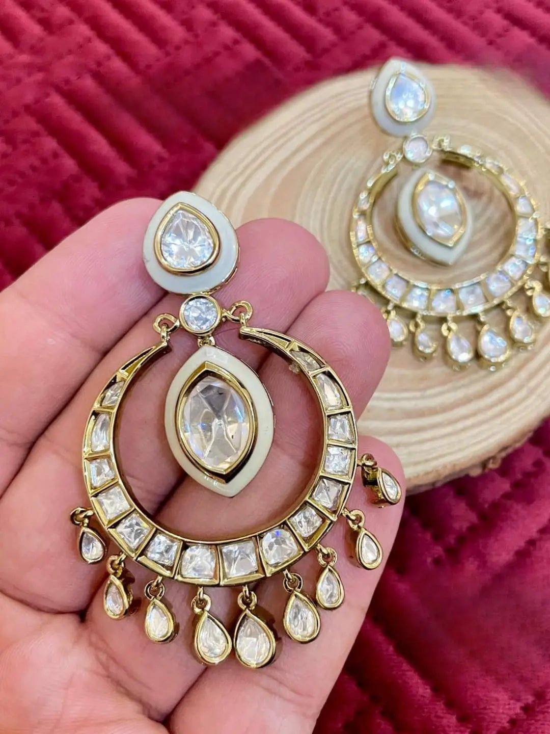 Ishhaara White Alia Bhatt Inspired Chandbali Earrings