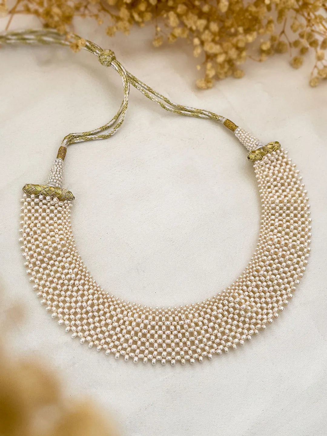 Ishhaara White Beaded Crystal Necklace