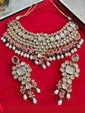 Ishhaara White Big Kundan Necklace With Multi Beads