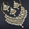 Ishhaara White Big Kundan Onex Necklace Set