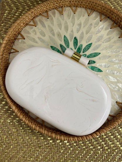 Ishhaara White Capsule Resin Clutch Bag