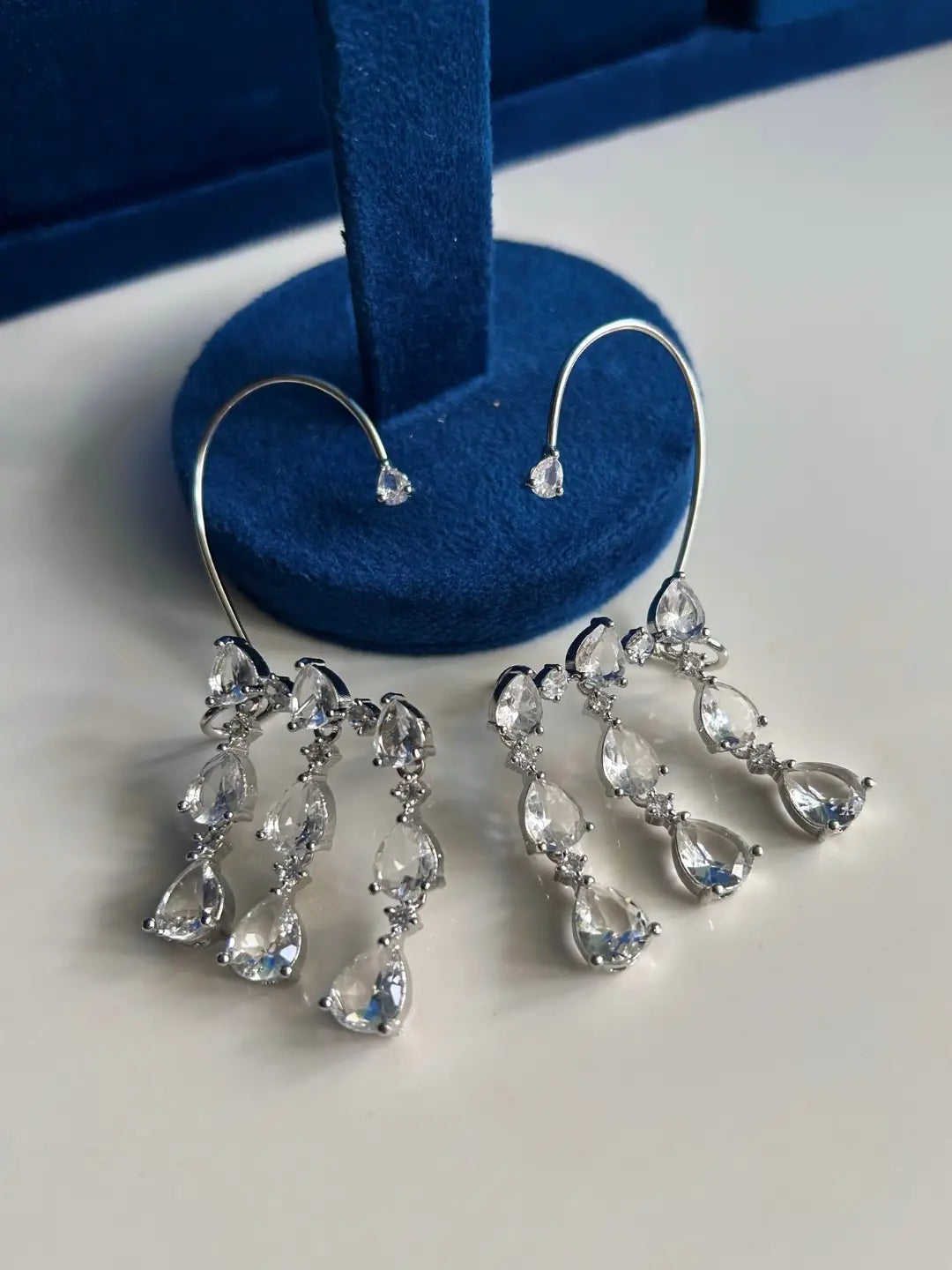 Ishhaara Yellow Contemporary American Diamond Chandbalis Earcuff Earrings