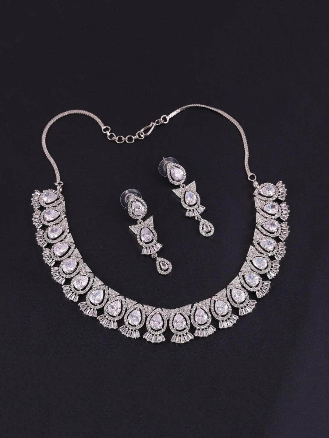 Ishhaara White Contemporary Multi American Diamond Jewellery Set