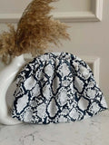 Ishhaara White Crescent Frame Faux Leather Cloud Bag
