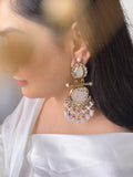 Ishhaara White Cutwork Chandbali Earrings