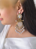 Ishhaara White Cutwork Chandbali Earrings