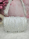 Ishhaara White Designer Crystal Flap Bags