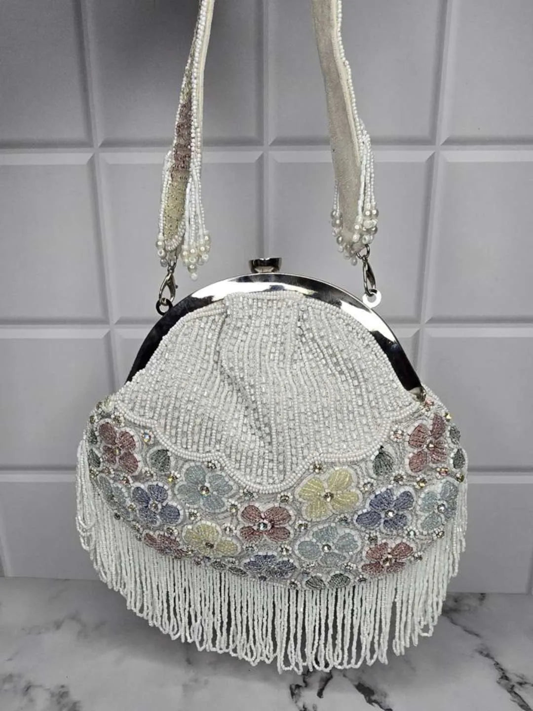 Ishhaara White Designer Embroidered Batua Bags