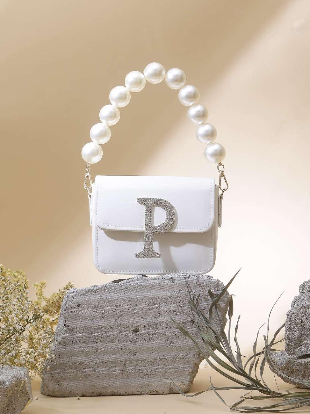 Ishhaara White Designer New Initial Clutch Bag