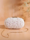 Ishhaara White Designer Oval Clutches