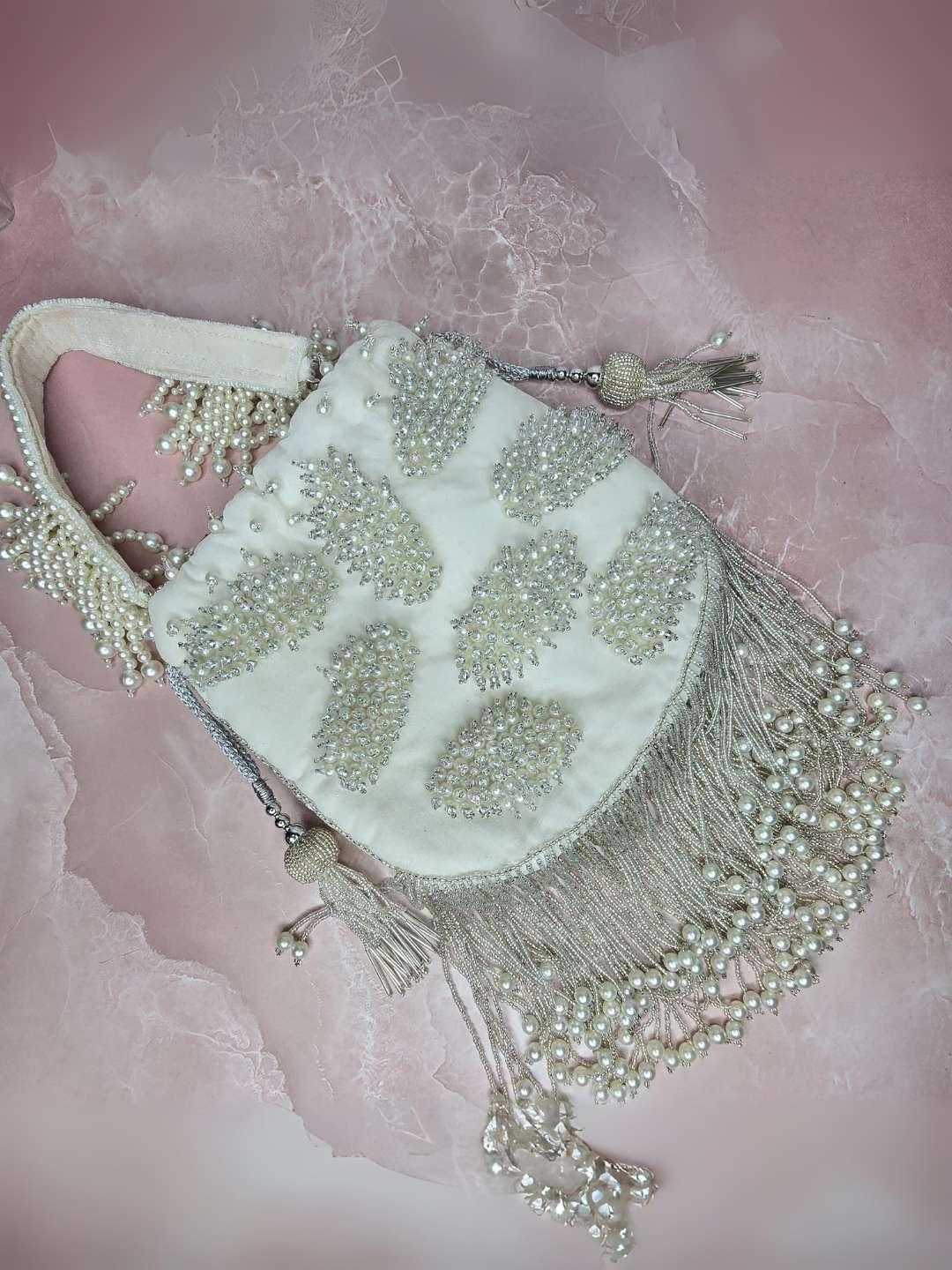 Ishhaara White Designer Potli Bag  