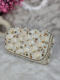 Ishhaara White Designer Seude Flap Clutches