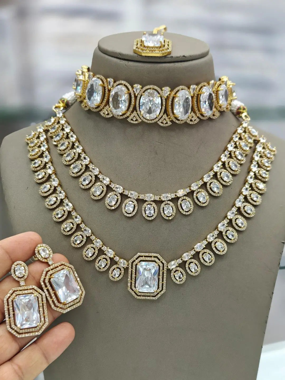 Ishhaara White Doublet Layered Polki Necklace