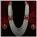 Ishhaara White Drop Meena Bali Long Necklace And Earring Set