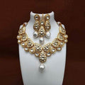 Ishhaara White Drop Stone Cut Work Necklace And Earring Set