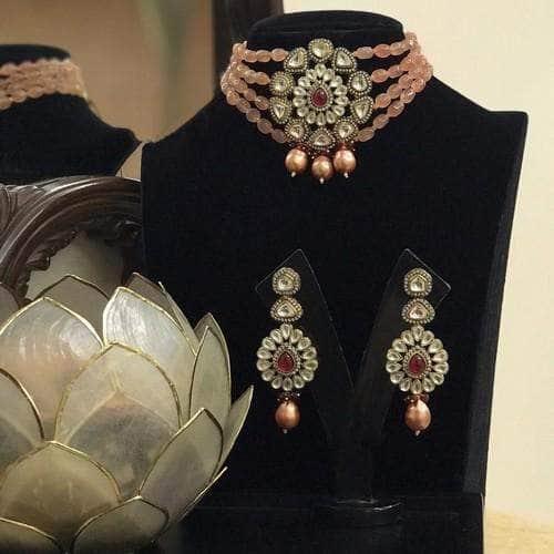 Ishhaara Drop Stone Pendant Choker Set