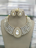 Ishhaara White Elegant Choker Necklace Set With Teardrop Stone Pendant