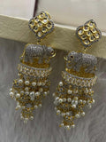 Ishhaara White Elephant Motif Kundan Earrings