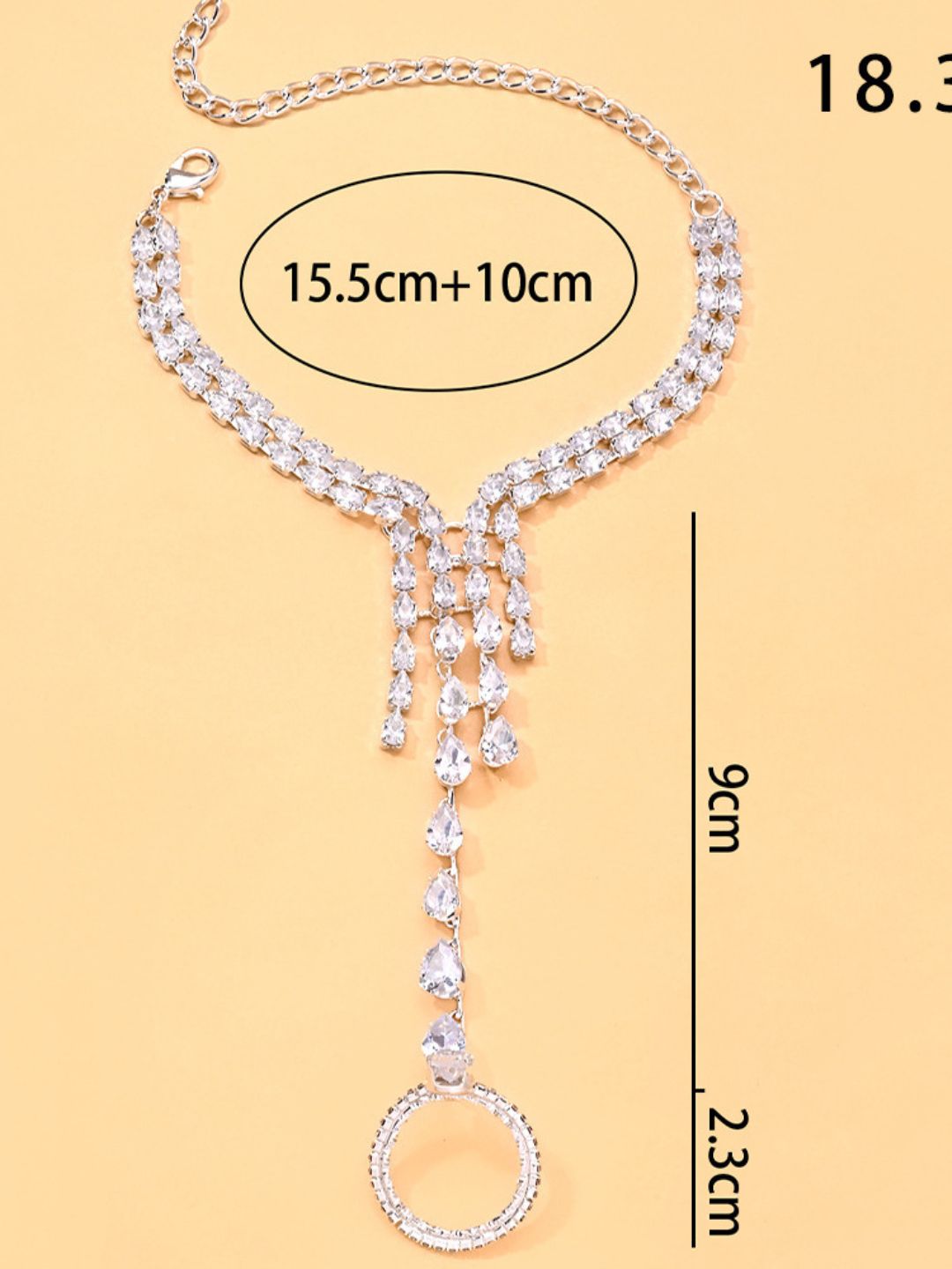 Ishhaara White Finish Faux Diamond Hathphool