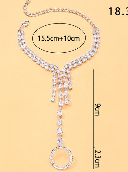 Ishhaara White Finish Faux Diamond Hathphool