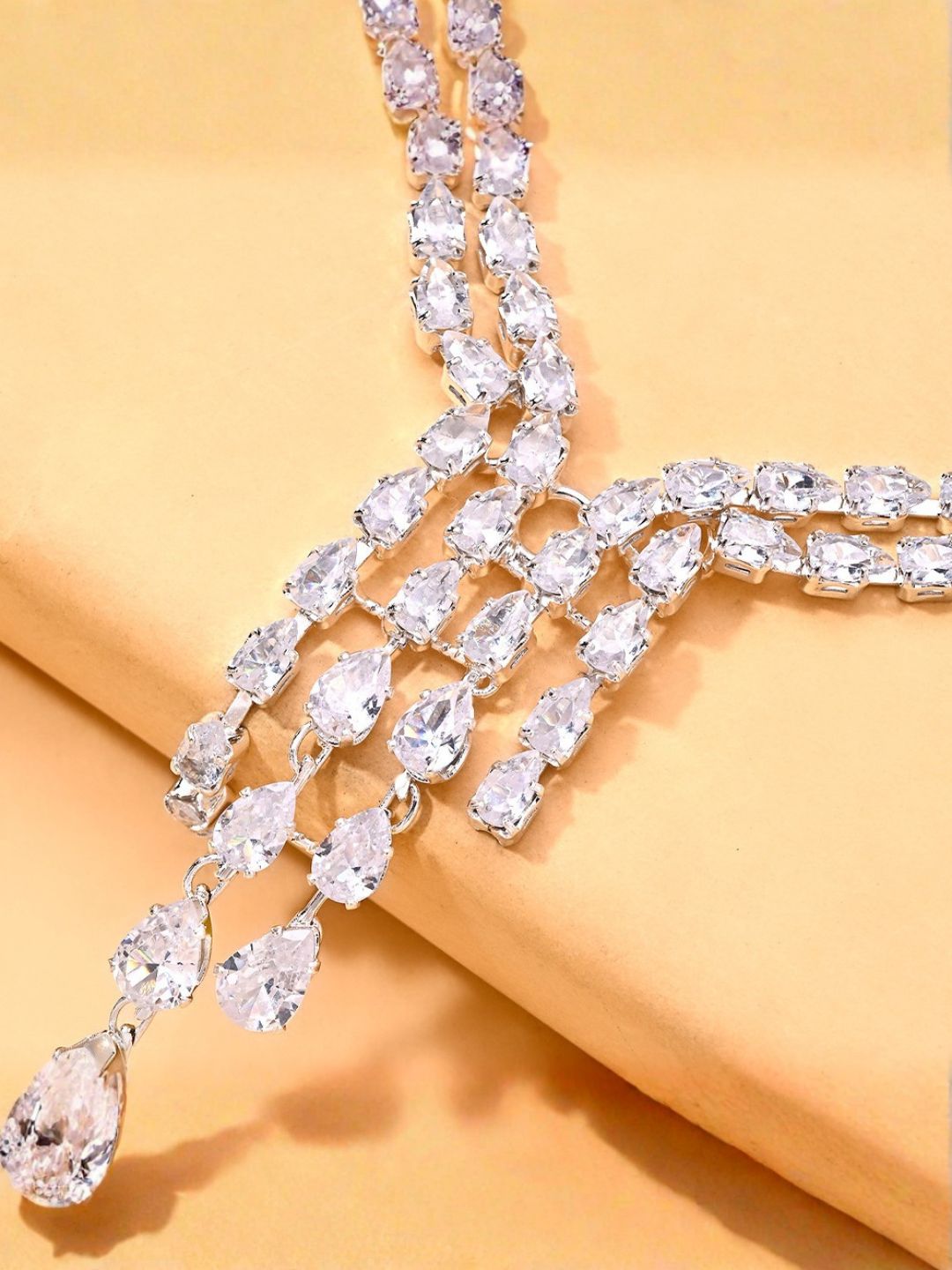 Ishhaara White Finish Faux Diamond Hathphool